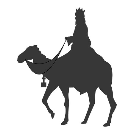 flat design magi with camel silhouette icon vector illustrationのイラスト素材