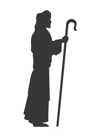 flat design saint joseph silhouette icon vector illustrationのイラスト素材