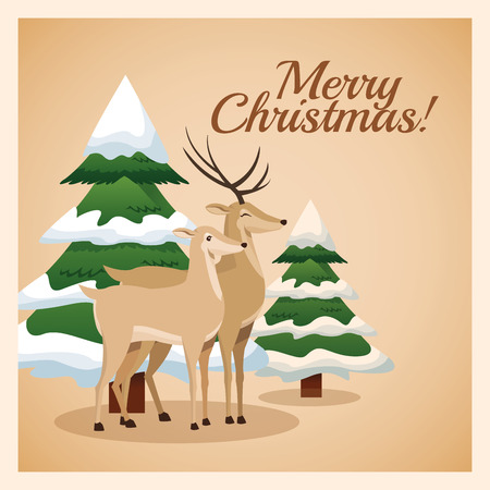 Merry Christmas concept represented by reindeer icon. Colorfull and vintage illustration inside frame.のイラスト素材