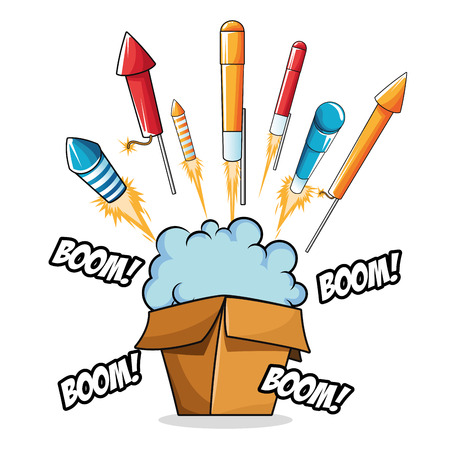 firework cloud box celebration explosion night icon. Colorfull and isolated illustration. Vector graphicのイラスト素材