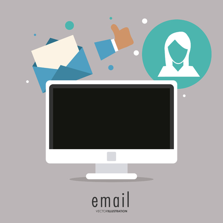 Email concept represented by envelope and computer icon. Colorfull and flat illustration.のイラスト素材