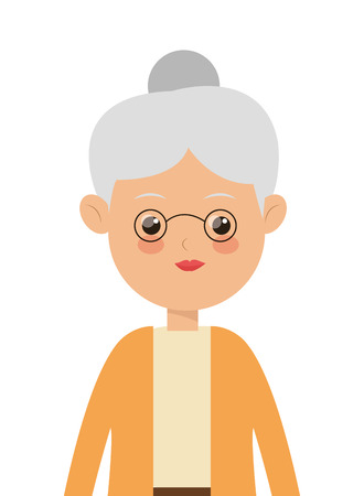 flat design elder woman icon vector illustrationのイラスト素材