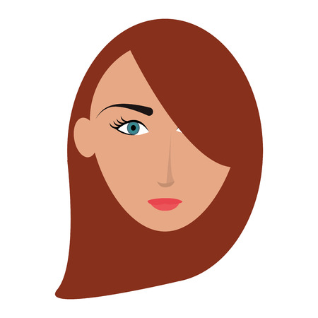 flat design single woman with long hair icon vector illustrationのイラスト素材