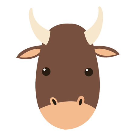 flat design bull cartoon icon vector illustrationのイラスト素材