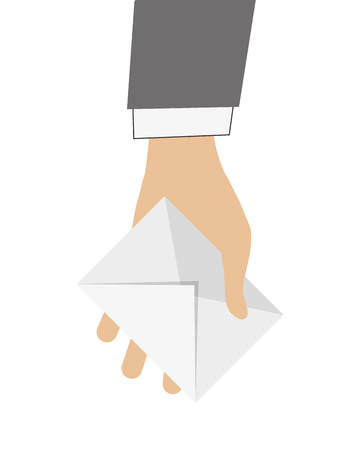 flat design hand holding envelope icon vector illustrationのイラスト素材