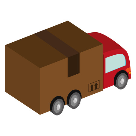 flat design box truck icon vector illustrationのイラスト素材