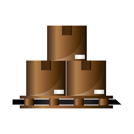 flat design cardboard boxes on wooden pallet icon vector illustrationのイラスト素材