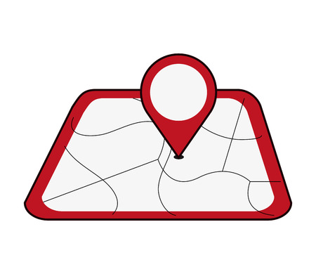 flat design map with gps pin icon vector illustrationのイラスト素材