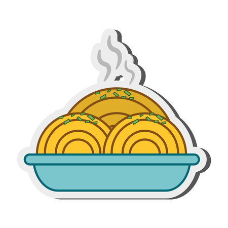 flat design spaghetti dish icon vector illustrationのイラスト素材