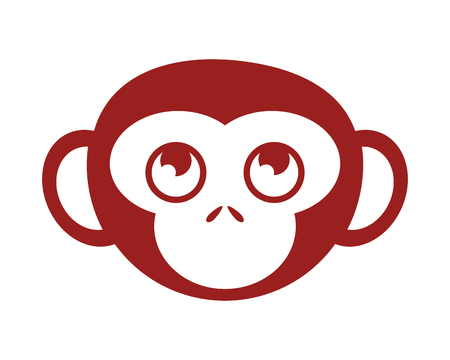 flat design single monkey icon vector illustrationのイラスト素材
