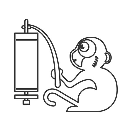 flat design single monkey holding sign icon vector illustrationのイラスト素材