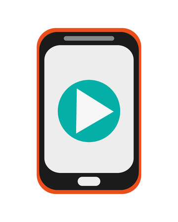 flat design modern cellphone with play sign icon vector illustrationのイラスト素材