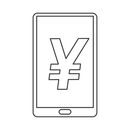 flat design yen symbol on cellphone screen icon vector illustrationのイラスト素材