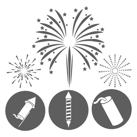 firework seal stamp circle celebration explosion icon. Isolated and silhouette illustration. Black and White colored. Vector graphicのイラスト素材