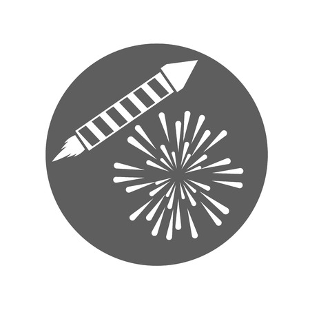 firework seal stamp circle celebration explosion icon. Isolated and silhouette illustration. Black and White colored. Vector graphicのイラスト素材