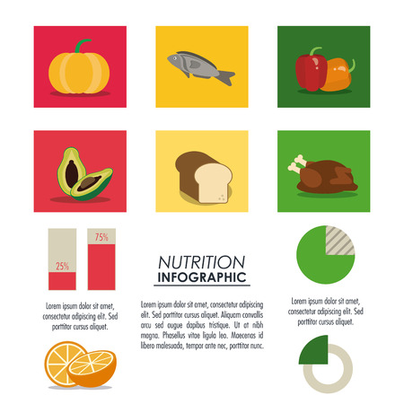 Nutrition and Healthy food concept represented by Infographic icon. Colorfull and flat illustration.のイラスト素材