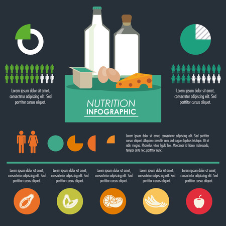 Nutrition and Healthy food concept represented by Infographic icon. Colorfull and flat illustration.のイラスト素材