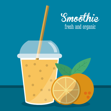 smoothie orange juice glass drink healthy icon. Colorfull and flat illustration. Vector graphicのイラスト素材