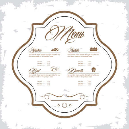 starters salads beef dessert beverage menu restaurant kitchen icon. Grunge illustration. Vector graphicのイラスト素材