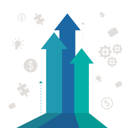 arrow growth business icon. Colorfull and flat illustration. Vector graphicのイラスト素材