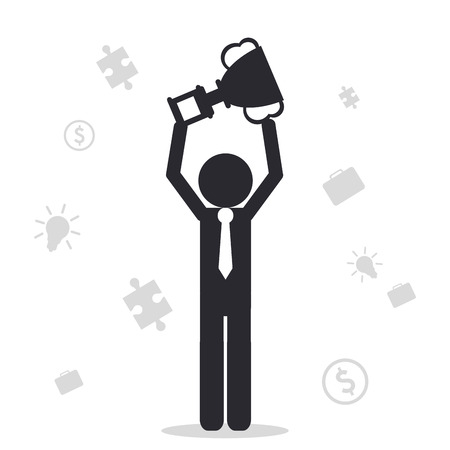 Businessman man male trophy winner business icon. isolated and flat illustration. Vector graphicのイラスト素材