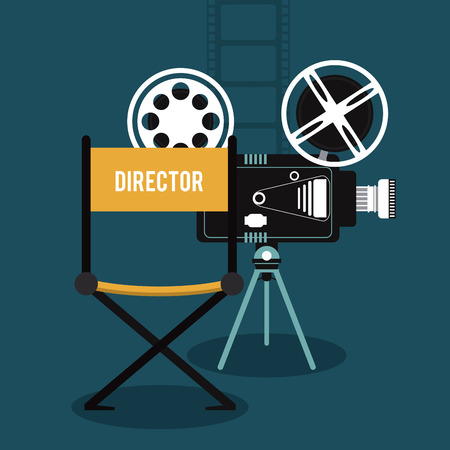 video camera movie film reel strip going to cinema icon. Colorfull illustration. Vector graphicのイラスト素材