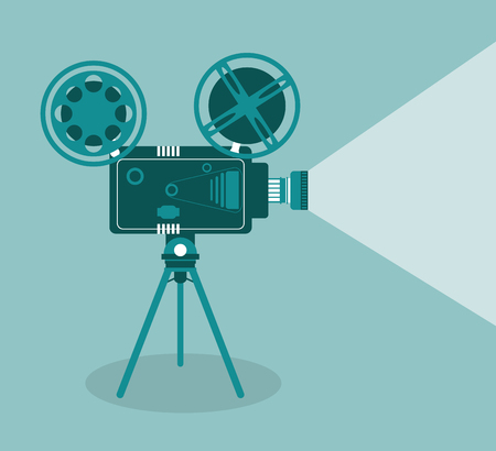 video camera movie film reel going to cinema icon. Colorfull illustration. Vector graphicのイラスト素材