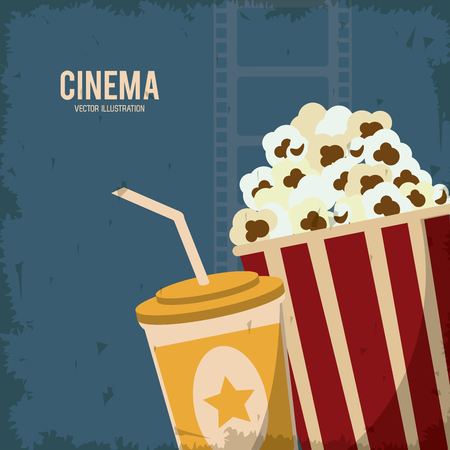 soda pop corn movie film going to cinema icon. Colorfull and grunge illustration. Vector graphicのイラスト素材