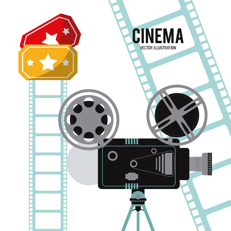 video camera ticket movie film reel cinema icon. Colorfull illustration. Vector graphicのイラスト素材