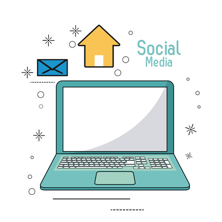 laptop gadget social media multimedia icon. Colorfull illustration. Vector graphicのイラスト素材