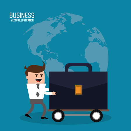 Businessman suitcase man male cartoon business icon. Colorfull and flat illustration. Vector graphicのイラスト素材