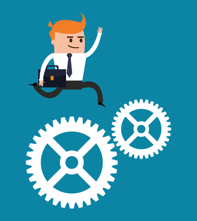 Businessman gear man male cartoon business icon. Colorfull and flat illustration. Vector graphicのイラスト素材