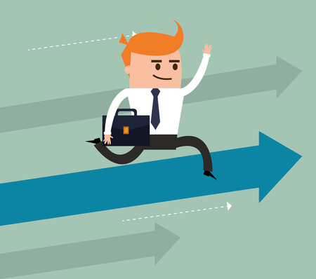 Businessman arrow man male cartoon business icon. Colorfull and flat illustration. Vector graphicのイラスト素材