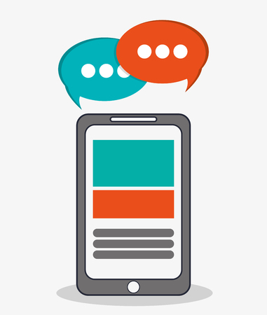 smartphone bubble social network media multimedia icon. Colorfull illustration. Vector graphicのイラスト素材