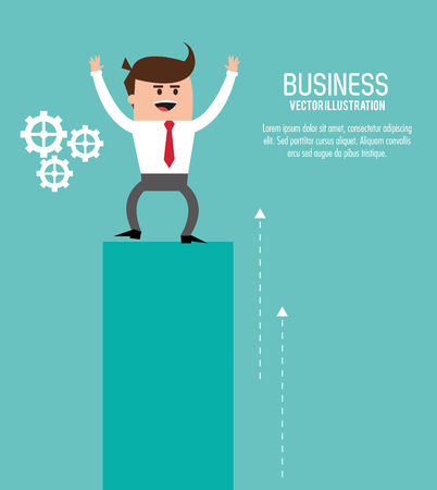 Businessman gear man male cartoon business icon. Colorfull and flat illustration. Vector graphicのイラスト素材