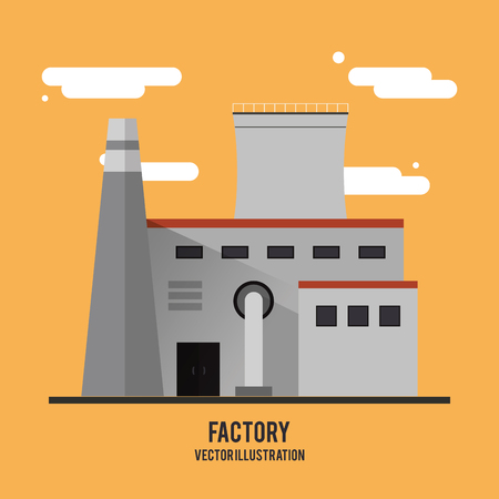 Plant cloud building chimney factory industry icon. Flat and Colorfull illustration. Vector graphicのイラスト素材