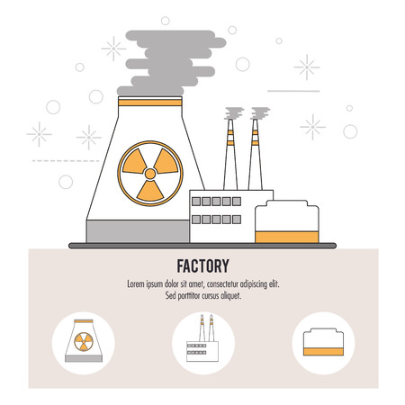 Plant smoke building chimney factory industry icon. Isolated and Colorfull illustration. Vector graphicのイラスト素材