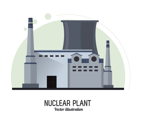 Nuclear plant power industry building chimney icon. Flat and Colorfull illustration. Vector graphicのイラスト素材