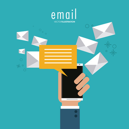 Envelope bubble hand smartphone email message mail icon. Flat and Colorfull illustration. Vector graphicのイラスト素材