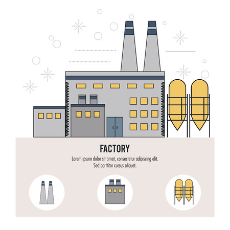 Plant building chimney factory industry icon. Isolated and Colorfull illustration. Vector graphicのイラスト素材