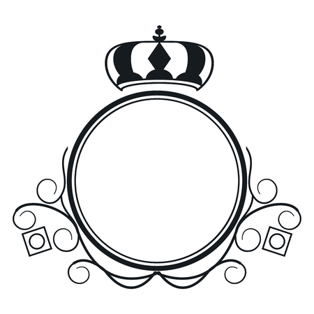 flat design decorative vintage frame with crown icon vector illustrationのイラスト素材