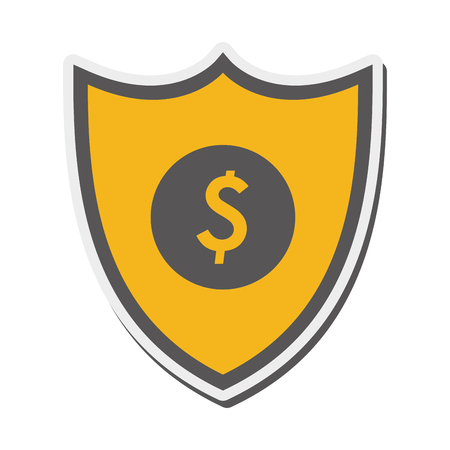 flat design shield dollar sign icon vector illustrationのイラスト素材