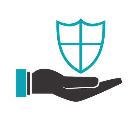 flat design shelter hand with shield icon vector illustrationのイラスト素材