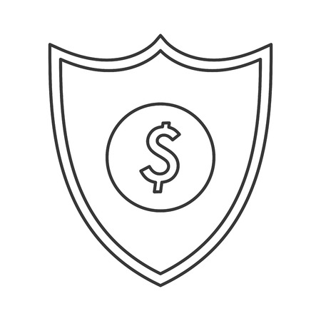 flat design shield dollar sign icon vector illustrationのイラスト素材
