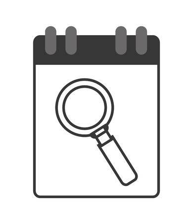 flat design wired notebook with magnifying glass icon vector illustrationのイラスト素材