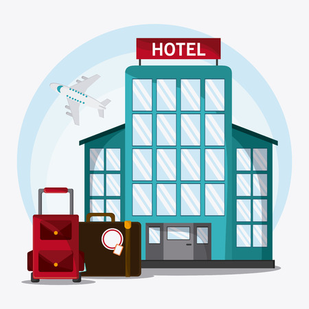 baggage hotel airplane time to travel vacations trip icon. Colorfull illustration. Vector graphicのイラスト素材