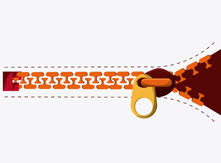 Zip zipper orange one cloth metal teeth icon. Isolated and flat illustration.のイラスト素材