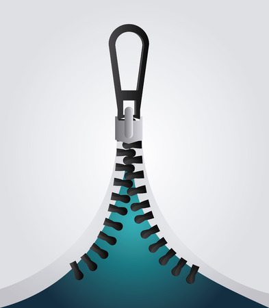 Zip blue zipper one cloth metal teeth icon. Isolated and flat illustration.のイラスト素材