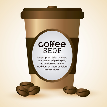 Coffee mug cup bean shop beverage icon. drink and break time design. Colorfull and flat illustration vectorのイラスト素材