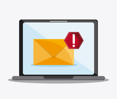 envelope laptop mail message chat communication icon. Colorfull and flat illustration vectorのイラスト素材